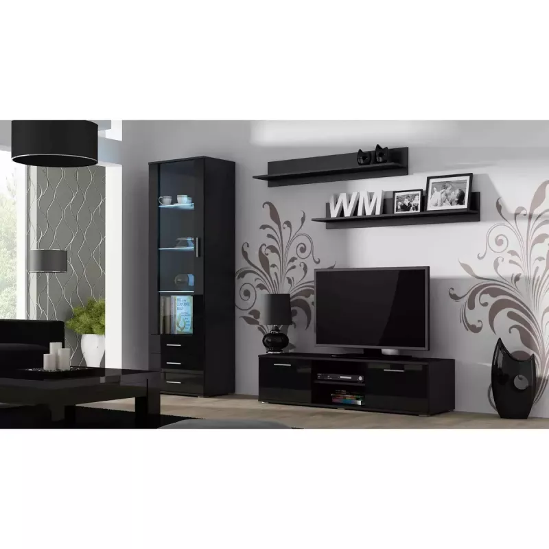Schwebendes Wandregal-Set Cama Meble SOHO 1250×200×200 mm, Spanplatte, schwarz matt (zwei Regale)