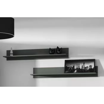 Schwebendes Wandregal-Set Cama Meble SOHO 1250×200×200 mm, Spanplatte, schwarz matt (zwei Regale)