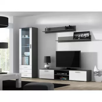 Schwebendes Wandregal-Set Cama Meble SOHO, 2 Regale, 1250×200×200 mm, Spanplatte, grau matt