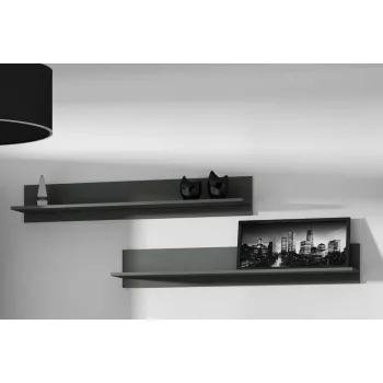 Schwebendes Wandregal-Set Cama Meble SOHO, 2 Regale, 1250×200×200 mm, Spanplatte, grau matt