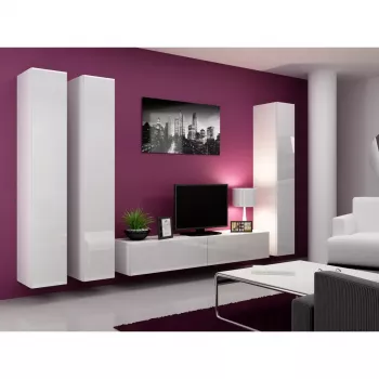 Wandmontierter Aufbewahrungsschrank cama meble VIGO 180 — 1800×400×300 mm, weiß/weiß glänzend