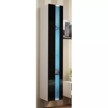 Wandmontiertes Regal cama meble VIGO NEW 180×40×30 cm weiß/schwarz Hochglanz