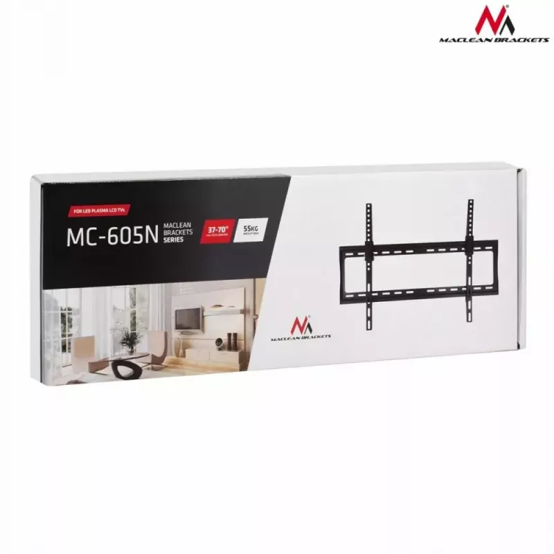 TV-Wandhalterung MACLEAN MC-605, feste neigbare Halterung, VESA 75x75–600x400, bis zu 55 kg, für 32–80 Zoll Bildschirme