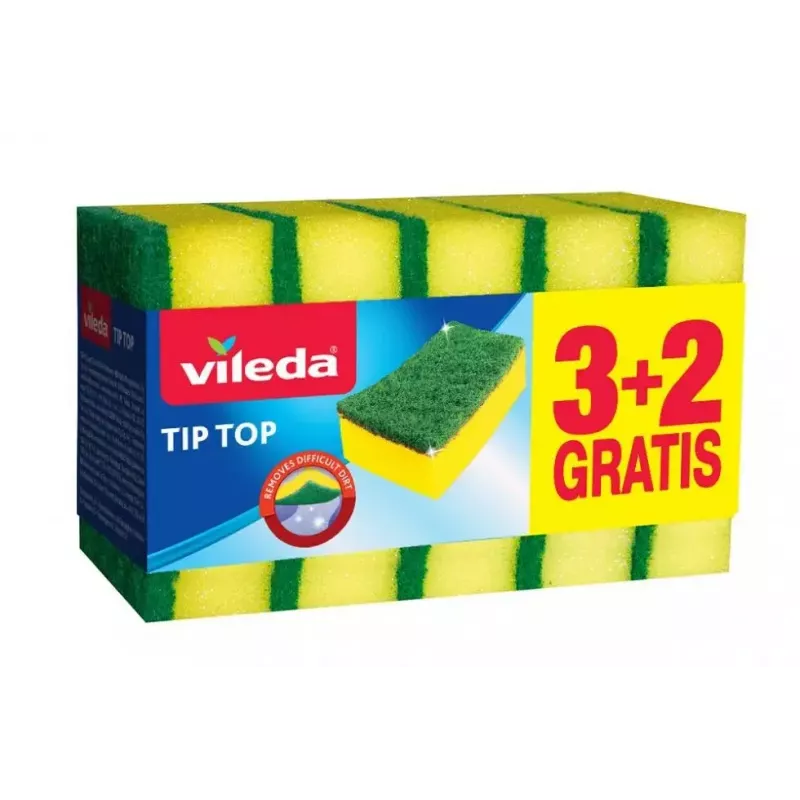 Spülschwamm VILEDA Tip-Top 5er-Pack, rechteckige Faserpads 70×90×30 mm, gelb
