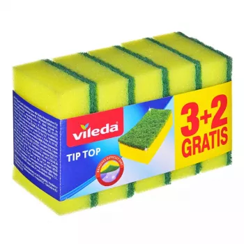 Spülschwamm VILEDA Tip-Top 5er-Pack, rechteckige Faserpads 70×90×30 mm, gelb