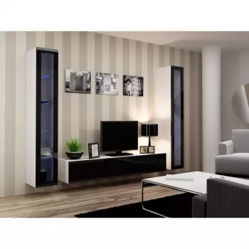 TV-Ständer cama meble VIGO 180 — 1800×400×300 mm, weiße Oberseite, weißer Rahmen, Spanplatte