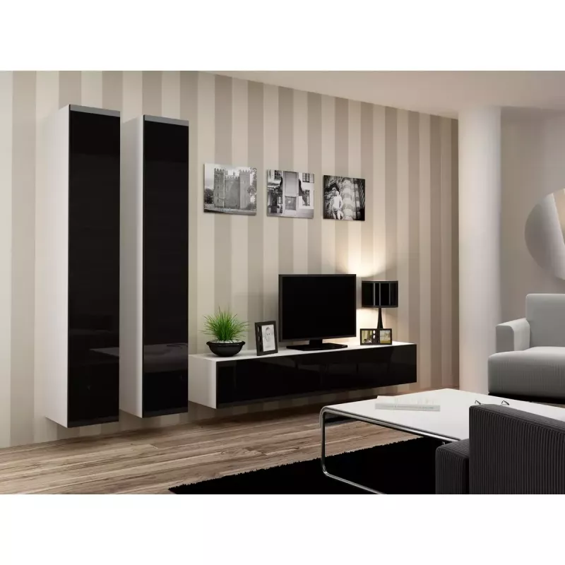 TV-Ständer cama meble VIGO 180 — 1800×400×300 mm, weiße Oberseite, weißer Rahmen, Spanplatte