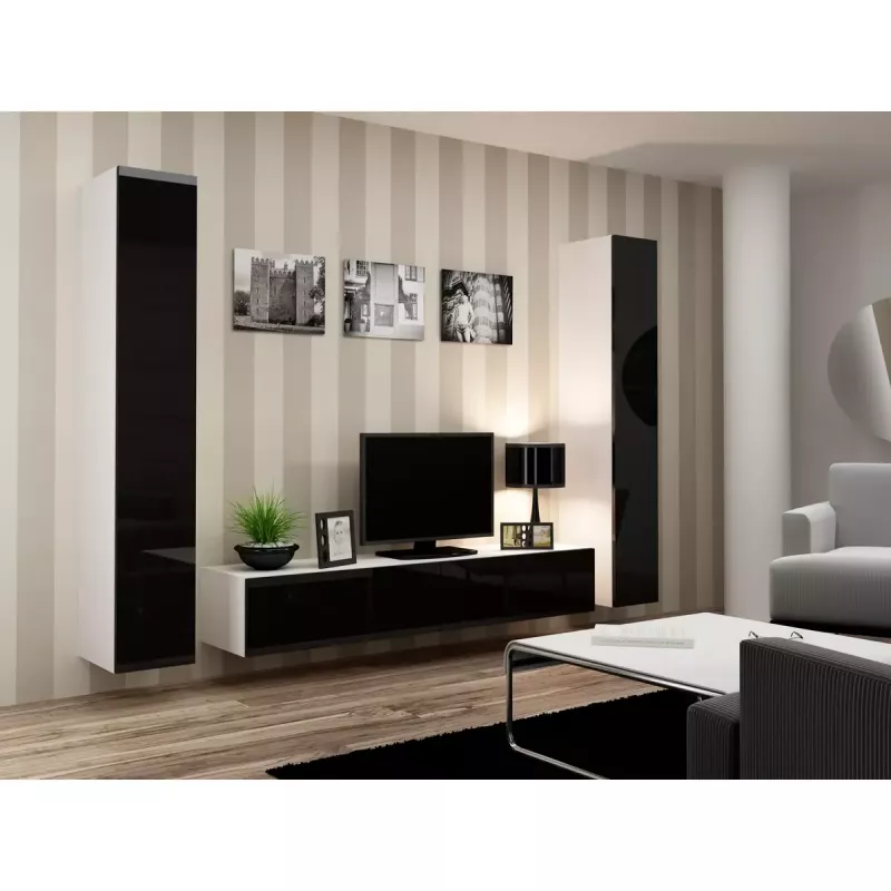 TV-Ständer cama meble VIGO 180 — 1800×400×300 mm, weiße Oberseite, weißer Rahmen, Spanplatte