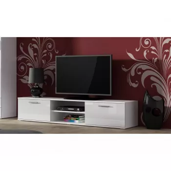 TV-Unterschrank cama meble SOHO 180 — 1800×430×370 mm, weiße Oberseite (Spanplatte), weißer Rahmen