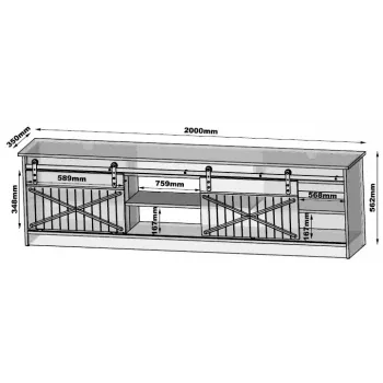 TV-Schrank Cama Meble GRANERO RTV, Wotan-Eichen-Finish, 2000×350×567 mm