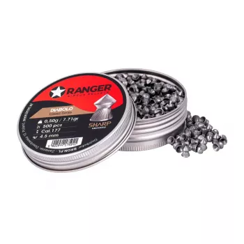 Luftgewehr-Diabolo RANGER CLAS03.45.500 — 4,5 mm Diabolo, spitze Rillenspitze, 500 Stück im Aluminium-Spender