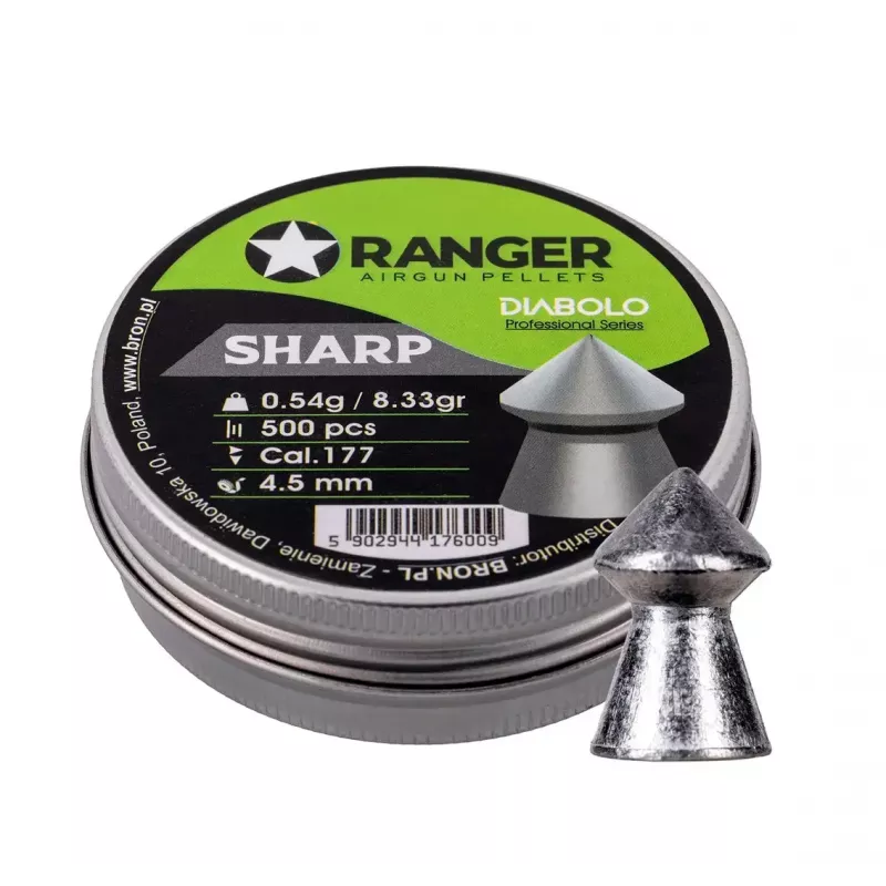 Diabolokugeln RANGER PRORO.45.500.S — 4,5 mm Diabolo Spitzkopf, 500 Stück, Aluminium-Dispenser