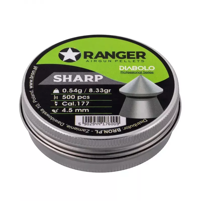 Diabolokugeln RANGER PRORO.45.500.S — 4,5 mm Diabolo Spitzkopf, 500 Stück, Aluminium-Dispenser