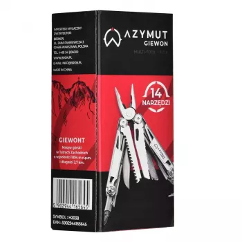 Multitool AZYMUT H2038 Full-Size-Multitool — 14 Werkzeuge, 16,2 cm geöffnet, 10,1 cm zusammengeklappt, 264 g, Stahl 420/7CR13, Lederholster