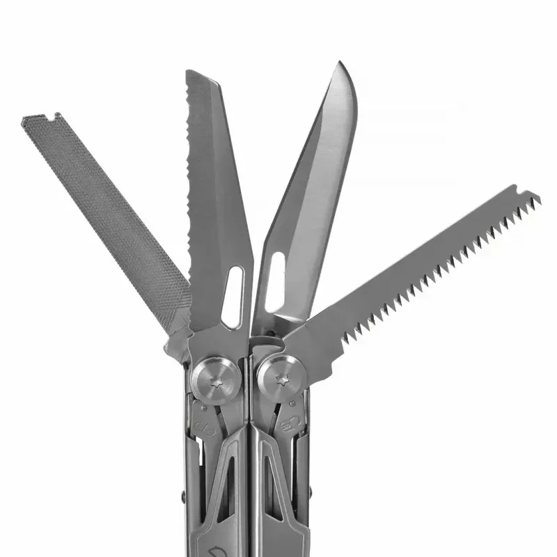 Multitool AZYMUT H2038 Full-Size-Multitool — 14 Werkzeuge, 16,2 cm geöffnet, 10,1 cm zusammengeklappt, 264 g, Stahl 420/7CR13, Lederholster