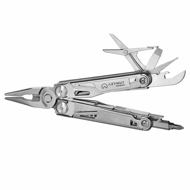 Multitool AZYMUT H2038 Full-Size-Multitool — 14 Werkzeuge, 16,2 cm geöffnet, 10,1 cm zusammengeklappt, 264 g, Stahl 420/7CR13, Lederholster