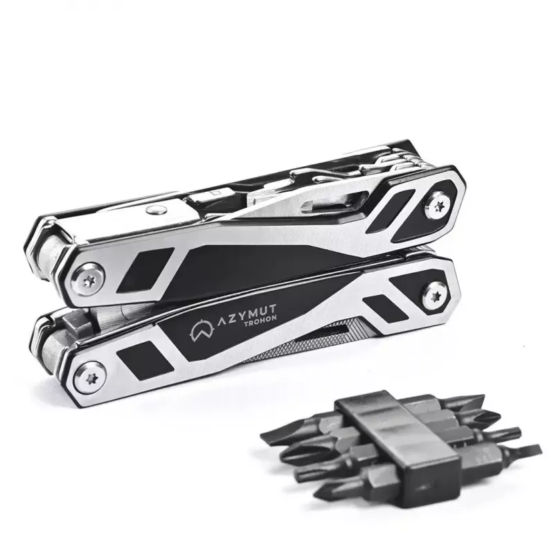 Multitool AZYMUT Trohon H-P2010121 — Zange in voller Größe aus Edelstahl mit 12 Werkzeugen, 8 Bits, faltbar 10,5 cm, 381 g