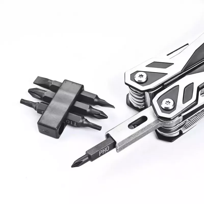 Multitool AZYMUT Trohon H-P2010121 — Zange in voller Größe aus Edelstahl mit 12 Werkzeugen, 8 Bits, faltbar 10,5 cm, 381 g