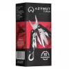 Multitool AZYMUT Turon 10-tools carabiner H-P224108 — Edelstahl 420, 10 Funktionen, gefaltet 11 cm, Gewicht 224 g, Lederholster
