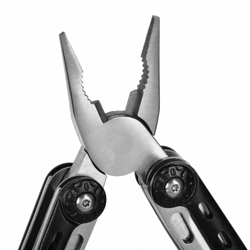 Multitool AZYMUT Turon 10-tools carabiner H-P224108 — Edelstahl 420, 10 Funktionen, gefaltet 11 cm, Gewicht 224 g, Lederholster