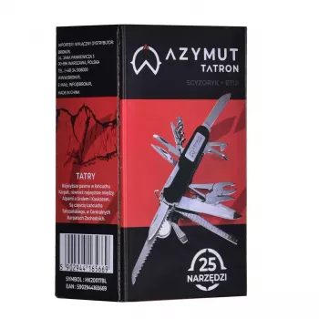 Taschenmesser AZYMUT Tatron Multifunktions-Taschenmesser mit 25 Werkzeugen, Edelstahl, 9 cm zusammengeklappt, 200 g, Lederholster