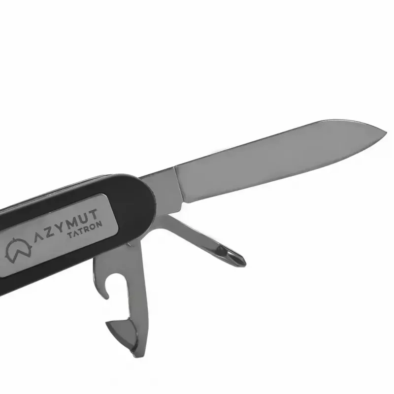 Taschenmesser AZYMUT Tatron Multifunktions-Taschenmesser mit 25 Werkzeugen, Edelstahl, 9 cm zusammengeklappt, 200 g, Lederholster