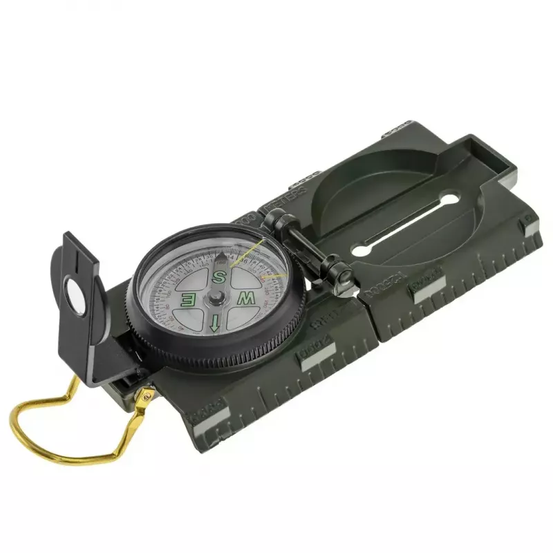 Magnetischer Navigationskompass Mil‑Tec Mil‑Tec US mit Beleuchtung, Aluminiumgehäuse, Maßstäbe 1:50k & 1:25k, oliv