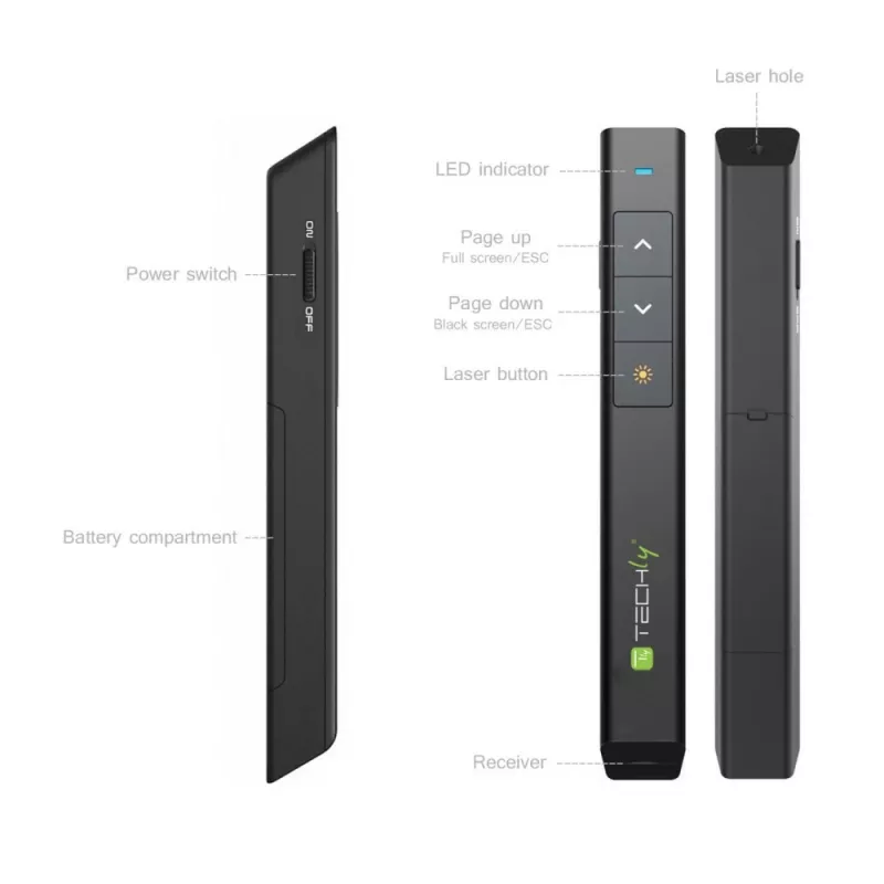 Techly ITC-LASER26 Funkpräsentator RF schwarz