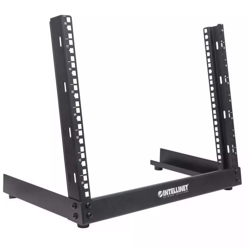 Intellinet 19 Zoll Netzwerk-Rack - Offener Rahmen (Desktop), 8U, Schwarz, Flachverpackung