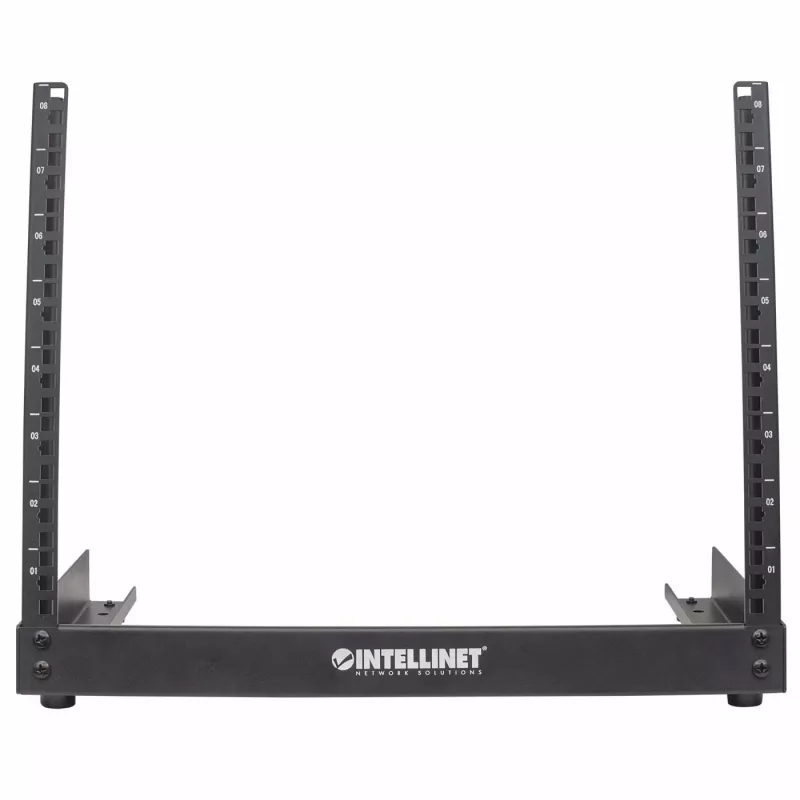 Intellinet 19 Zoll Netzwerk-Rack - Offener Rahmen (Desktop), 8U, Schwarz, Flachverpackung