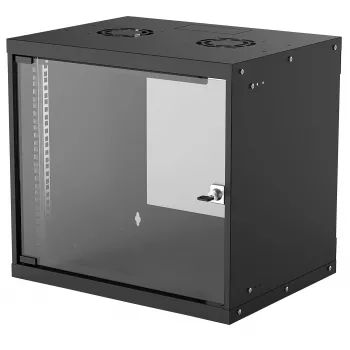 Wandmontiertes 9U-Netzwerkrack INTELLINET 19 Zoll (540×487×400 mm) schwarz, Glasfront, IP20