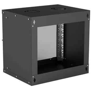 Wandmontiertes 9U-Netzwerkrack INTELLINET 19 Zoll (540×487×400 mm) schwarz, Glasfront, IP20