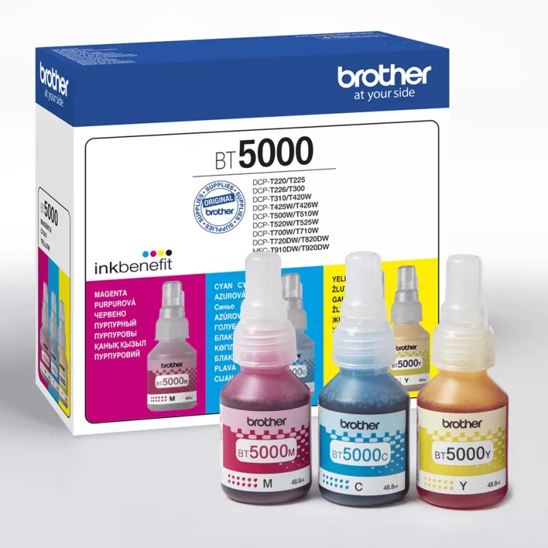 Kompatibler Tintenpatronen-Pack Brother BT-5000C, 3-Farben-Kombi (Cyan, Magenta, Gelb), 3 Stück, 48,8 ml, 5000 Seiten