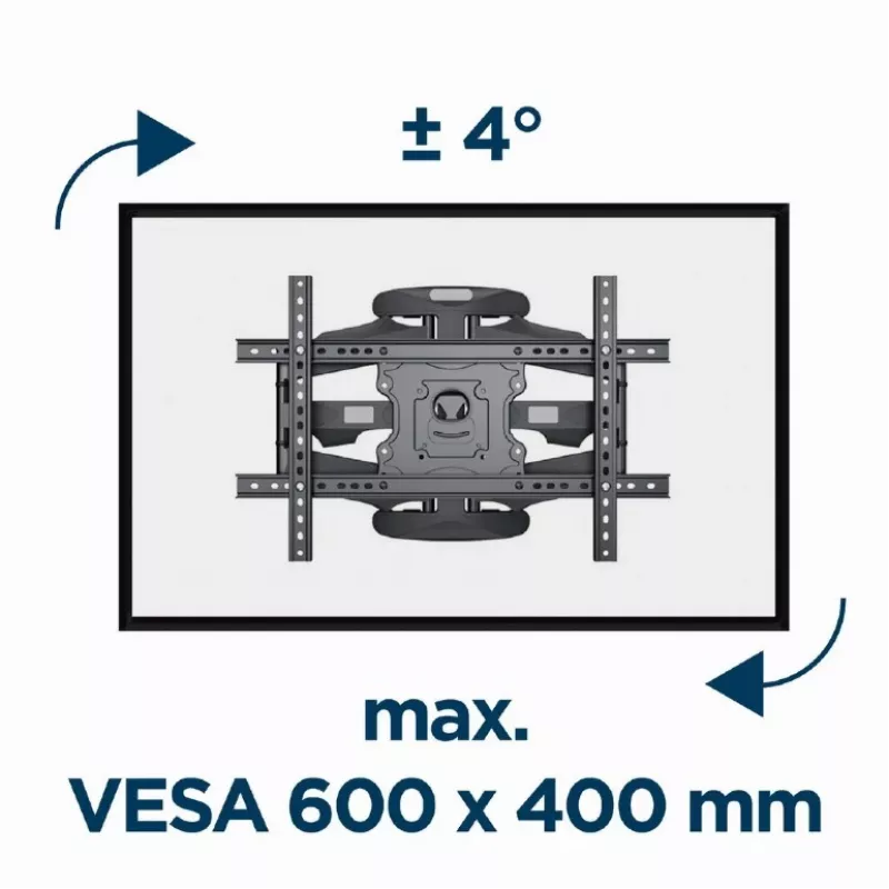 TV-Wandhalterung Gembird WM-75ST-01 für 32–75 Zoll Bildschirme, VESA 600x400, 45,5 kg, verstellbarer Wandabstand 4,9–49,1 cm, neigbar -5°–8°