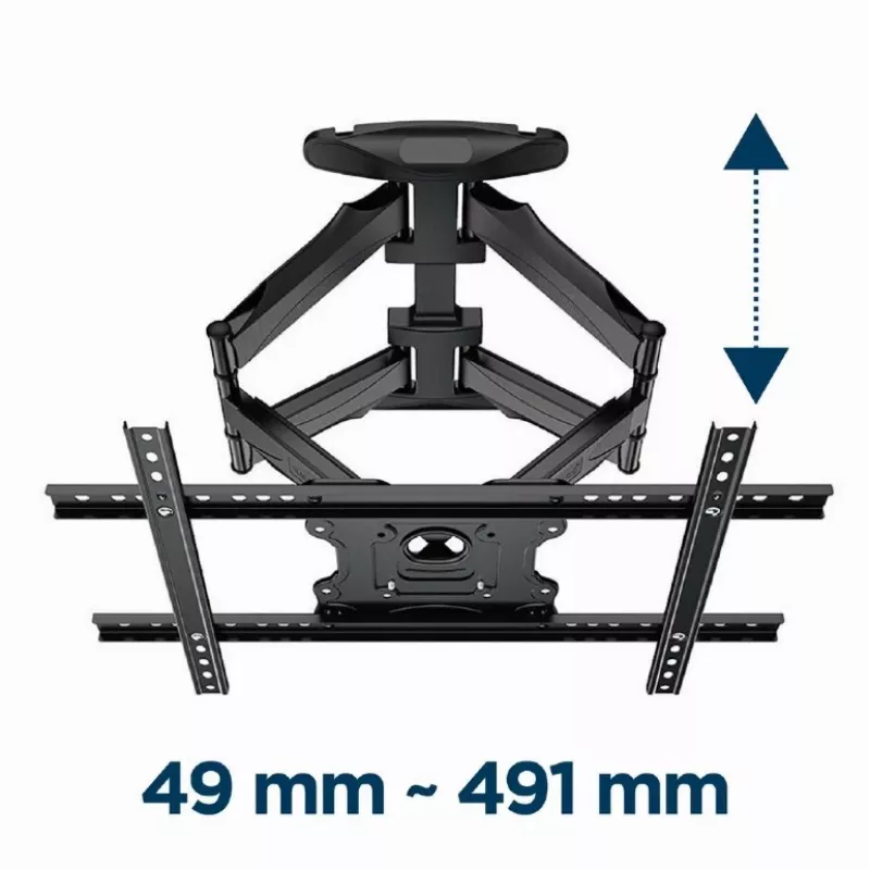TV-Wandhalterung Gembird WM-75ST-01 für 32–75 Zoll Bildschirme, VESA 600x400, 45,5 kg, verstellbarer Wandabstand 4,9–49,1 cm, neigbar -5°–8°