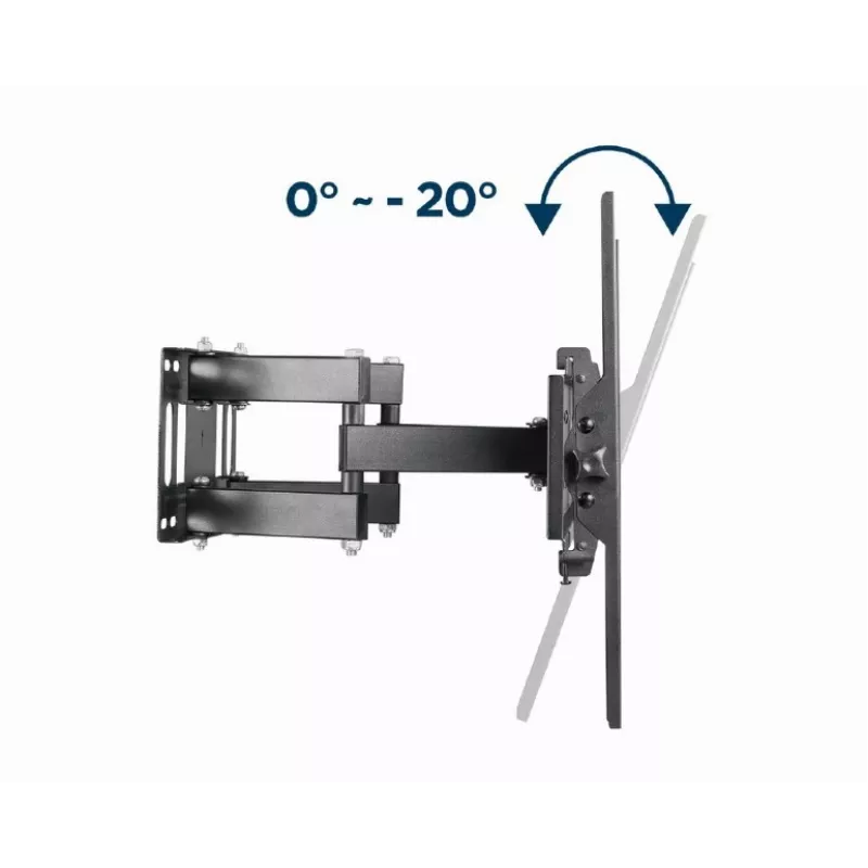 Wall TV mount GEMBIRD WM-70ST-01 for 37 inch–70 inch screens, tilt 0° to -20°, swivel ±60°, VESA 200×200–600×400, max 35 kg, Schwarz