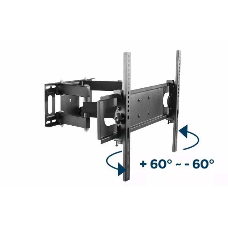 Wall TV mount GEMBIRD WM-70ST-01 for 37 inch–70 inch screens, tilt 0° to -20°, swivel ±60°, VESA 200×200–600×400, max 35 kg, Schwarz