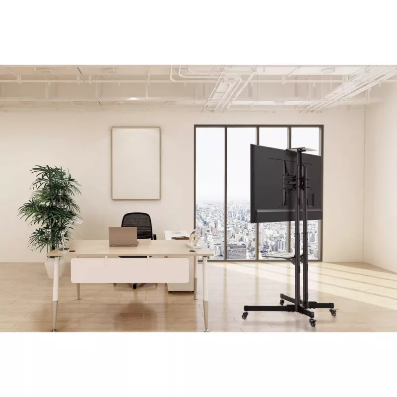 Mobiler TV- und Monitor-Montagetrolley-Ständer MANHATTAN 461238, mobil, schwarz, Höhe 1803 mm, VESA 200x200–600x400, max. 50 kg