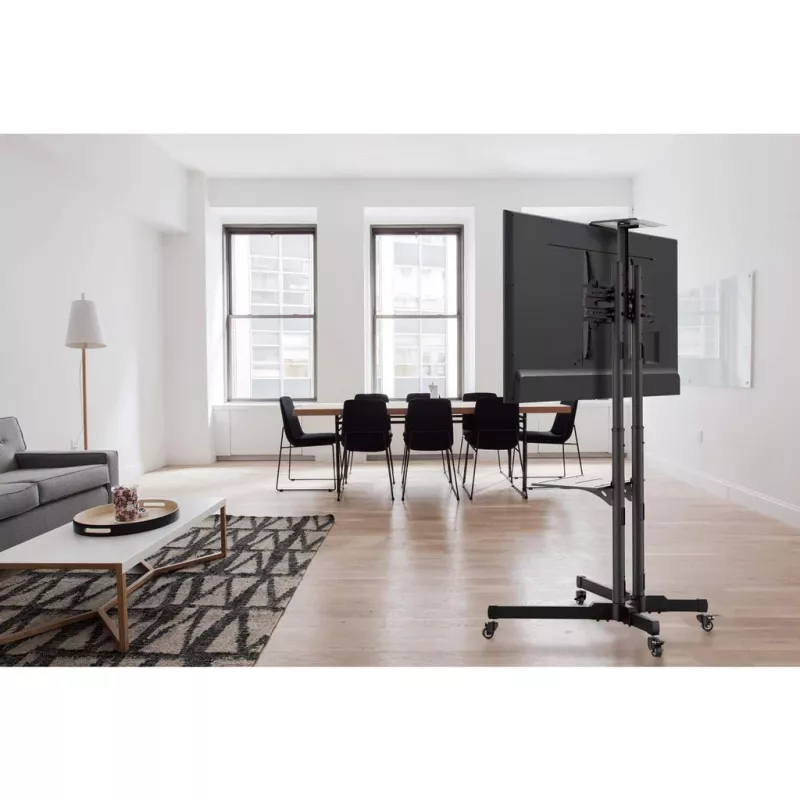 Mobiler TV- und Monitor-Montagetrolley-Ständer MANHATTAN 461238, mobil, schwarz, Höhe 1803 mm, VESA 200x200–600x400, max. 50 kg