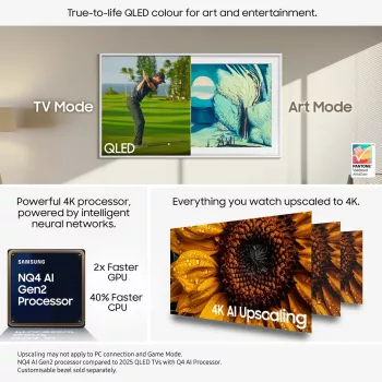 Fernseher Samsung QE65LS03FAUXXH 65 Zoll The Frame QLED 4K HDR Smart TV, 3840×2160, Tizen