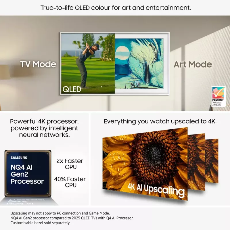 Fernseher Samsung QE65LS03FAUXXH 65 Zoll The Frame QLED 4K HDR Smart TV, 3840×2160, Tizen, 120Hz
