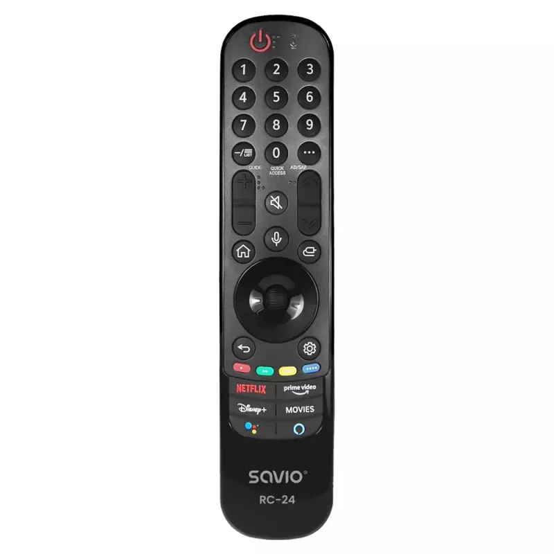 Fernbedienung SAVIO RC-24 IR kabellos universal für TV, schwarz, Drucktasten, Reichweite 10 m, unterstützt 1 Gerät