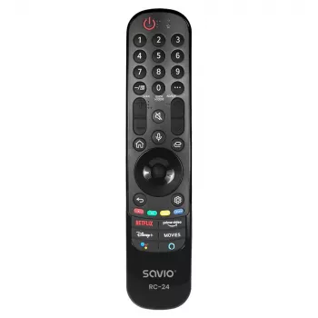Fernbedienung SAVIO RC-24 IR kabellos universal für TV, schwarz, Drucktasten, Reichweite 10 m, unterstützt 1 Gerät