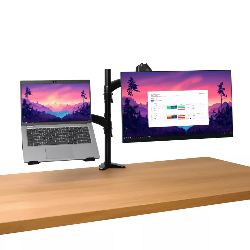 Schreibtischhalterung TRUST Mara Dual-Arm-Monitorständer für 2 Displays bis 32 Zoll – Gasdruckfeder, VESA 75x75–100x100, max. 16 kg, Klemme, schwarz