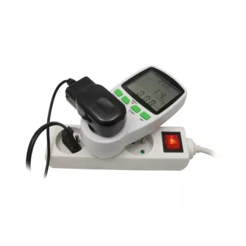 Wattmeter GreenBlue GB202 Leistungsmesser 0–9999 W, 3600 W max, 220–240 V, 16 A, LCD-Anzeige
