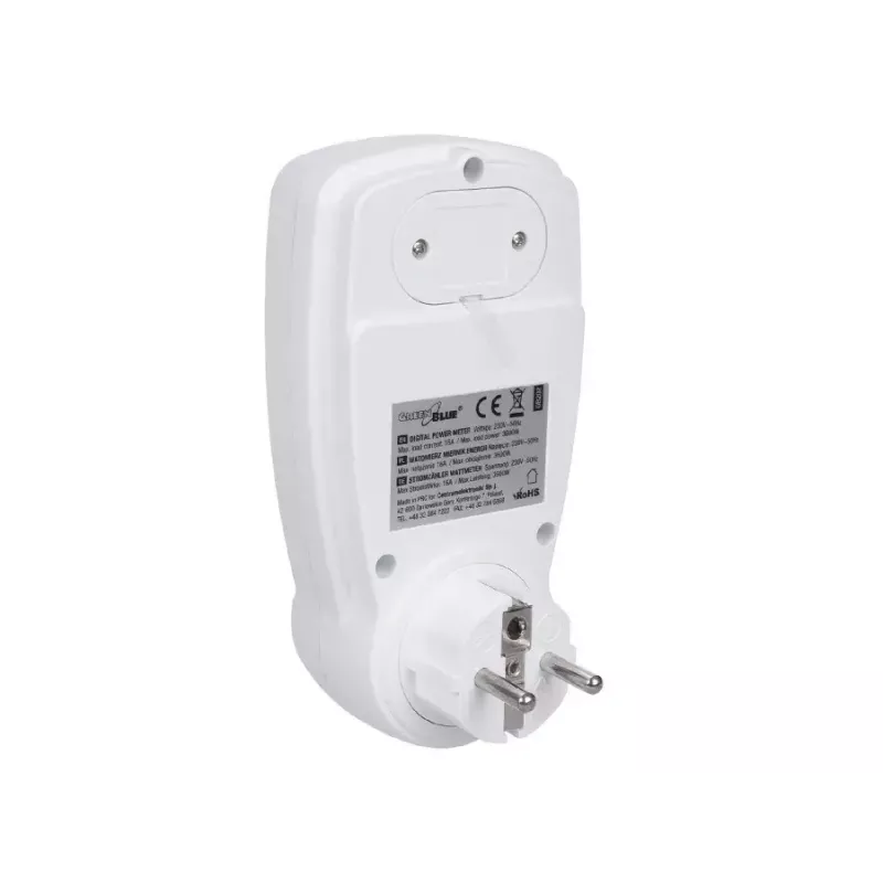 Wattmeter GreenBlue GB202 Leistungsmesser 0–9999 W, 3600 W max, 220–240 V, 16 A, LCD-Anzeige