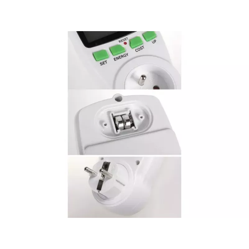Wattmeter GreenBlue GB202 Leistungsmesser 0–9999 W, 3600 W max, 220–240 V, 16 A, LCD-Anzeige
