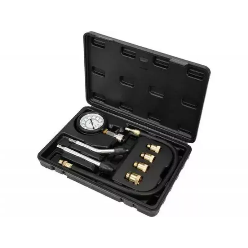 Analoges Manometer YATO YT-73022 0–20 bar, 75 mm Zifferblatt, Kohlenstoffstahl, 0,5 m Schlauch, 4 Messingadapter, Tragekoffer