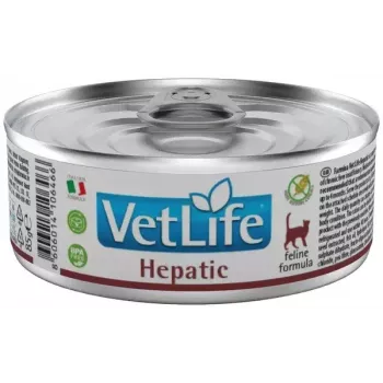 Nassfutter für Katzen Farmina Vet Life Natural Diet Cat Hepatic 85 g — Leberunterstützung, Huhn, getreidefrei, adult