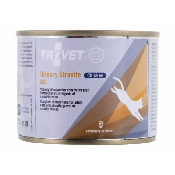 Nassfutter für Katzen TROVET ASD Urinary Struvite Huhn 200 g — Veterinärdiät für die Harngesundheit, 76 % Feuchtigkeit, 9,2 % Protein, 5,5 % Fett